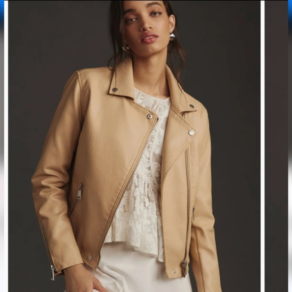 Anthropology faux leather moto Jacket SOLD OUT ONLINE.Great Fall/sping - Picture 3 of 13